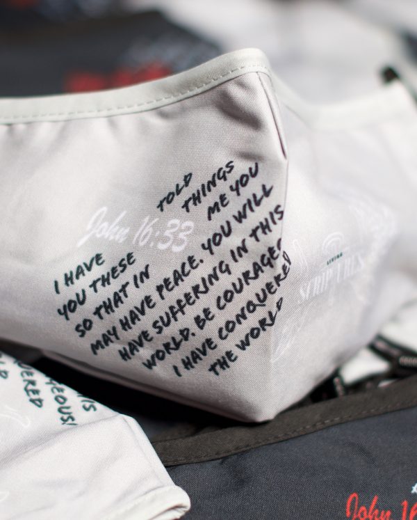 "Overcomer" Sublimated Face Mask (John 16:33)