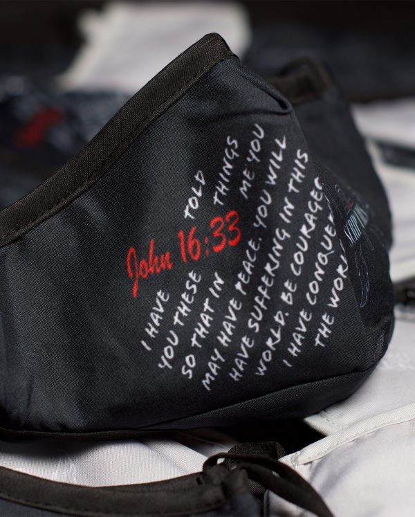 "Overcomer" Sublimated Face Mask (John 16:33)
